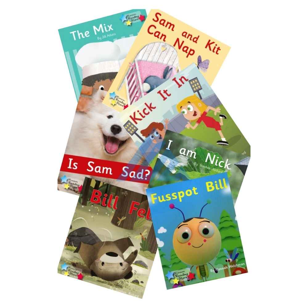 Ransom Reading Stars Pack Of 7 Readers (Is Sam Sad, Sam and Kit can Nap, Kick It In, Bill Fell, I am Nick, Fuss Pot Bill, The Mix)